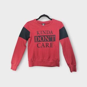 Womens RUE 21 Red Pullover Sweater Red & Black Kinda Don't Care Sweater Size XS